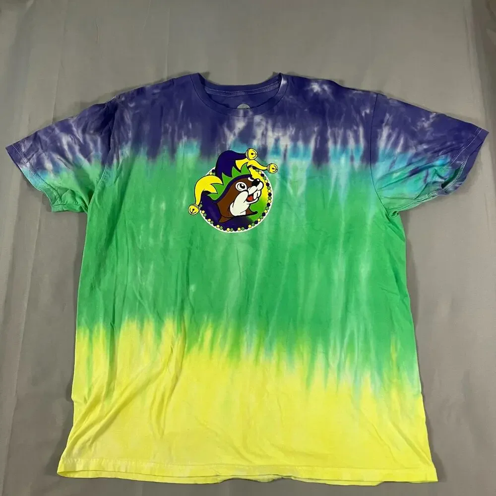 Buc-ee’s T-Shirt‎ Mens 3XL Tie-Dye Mardi Gras Peace Love Beaver Graphic Tee